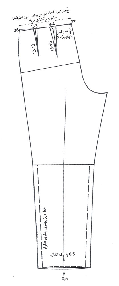 رسم دو ساسون در الگوی شلوار